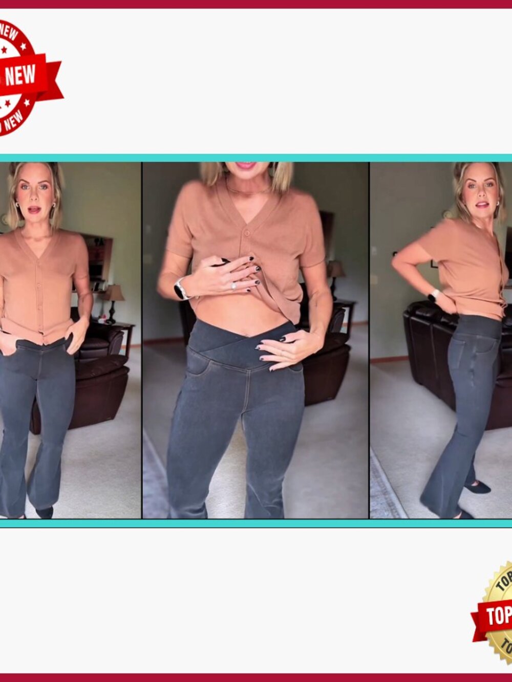 High Waisted Bell Bottom Flare Jegging Pull On Stretchy Jean - Picture 7 of 7
